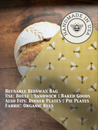 Organic beeswax bread bag from Five Oaks Farm, featuring natural beeswax coating and breathable fabric for fresh bread storage.
