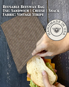 Natural beeswaxed snack bag from Five Oaks Farm featuring floral design, eco-friendly and reusable for food storage.
