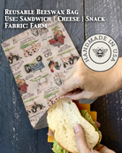 Beeswaxed snack bag from Five Oaks Farm featuring floral design, eco-friendly reusable bag for snacks and small items.