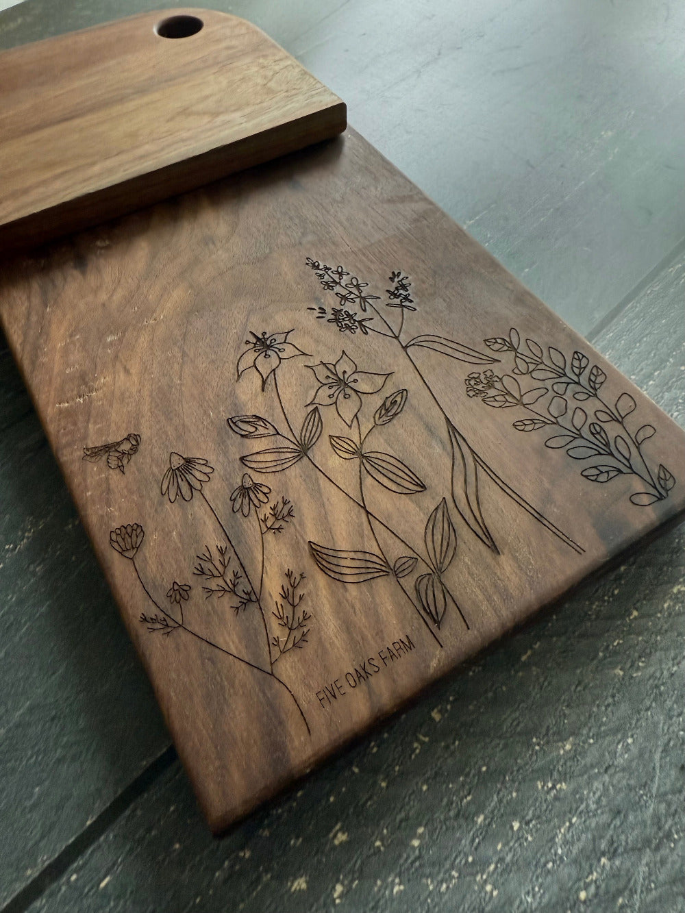 Maple vertical cutting board by Five Oaks Farm with a natural wood finish and sturdy construction for kitchen use.