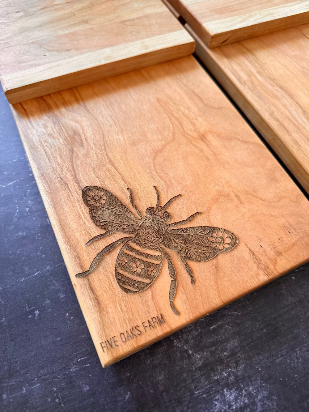 Maple vertical cutting board from Five Oaks Farm, showcasing a sturdy, natural wood surface ideal for kitchen prep.