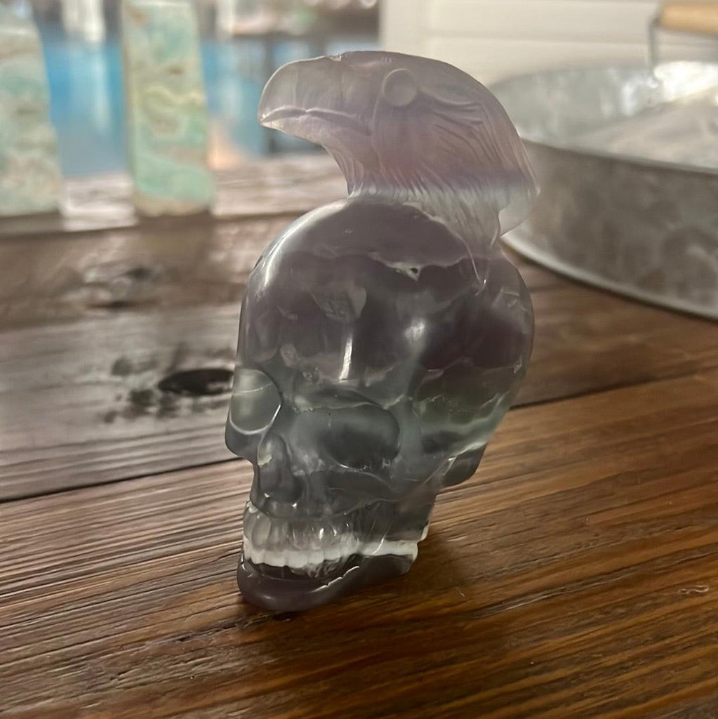Fluorite Eagle & Skull Totem Carving - Practical Magic Store