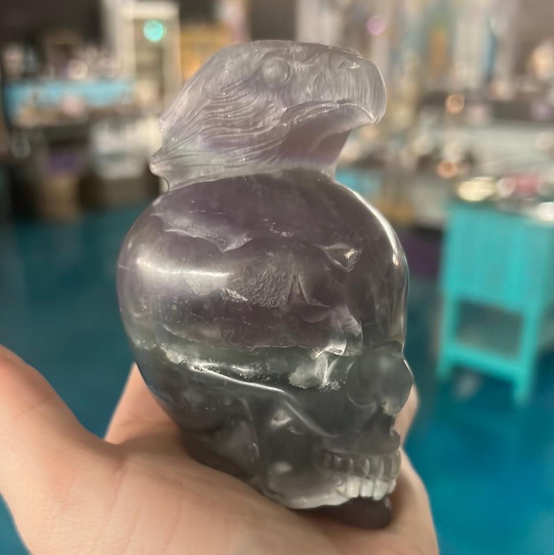 Fluorite Eagle & Skull Totem Carving - Practical Magic Store