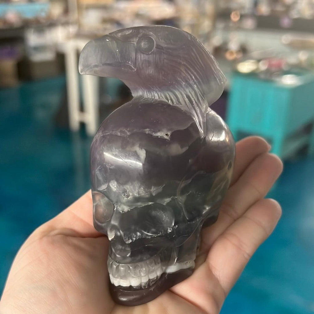 Fluorite Eagle & Skull Totem Carving - Practical Magic Store