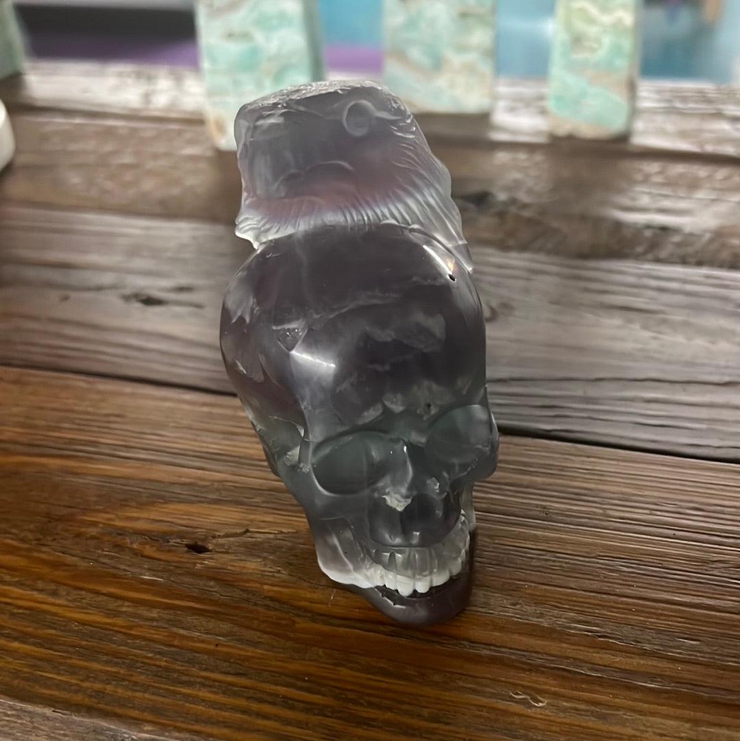 Fluorite Eagle & Skull Totem Carving - Practical Magic Store