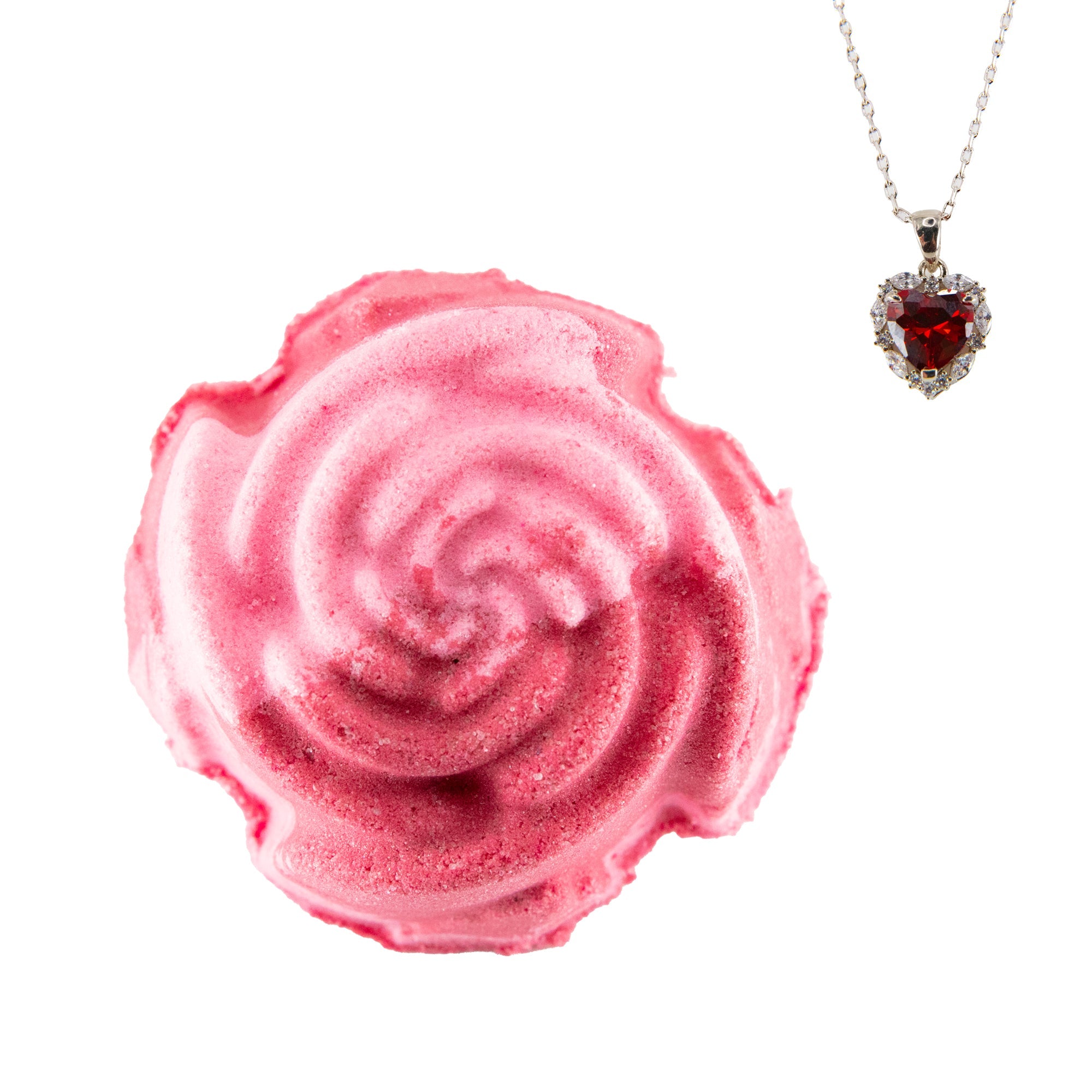 Fragrant Jewels Fresh Cut Rose bath bomb with pink and red hues, designed for relaxing bath experiences.