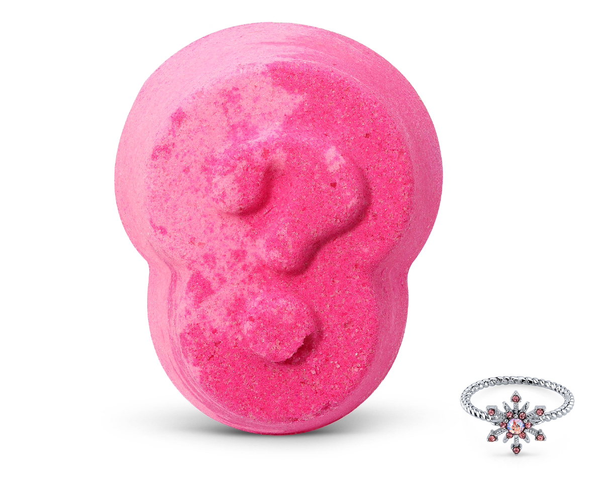 Fragrant Jewels Surprise Bath Bomb, colorful round bath bomb with rhodium plating, designed for relaxing baths.