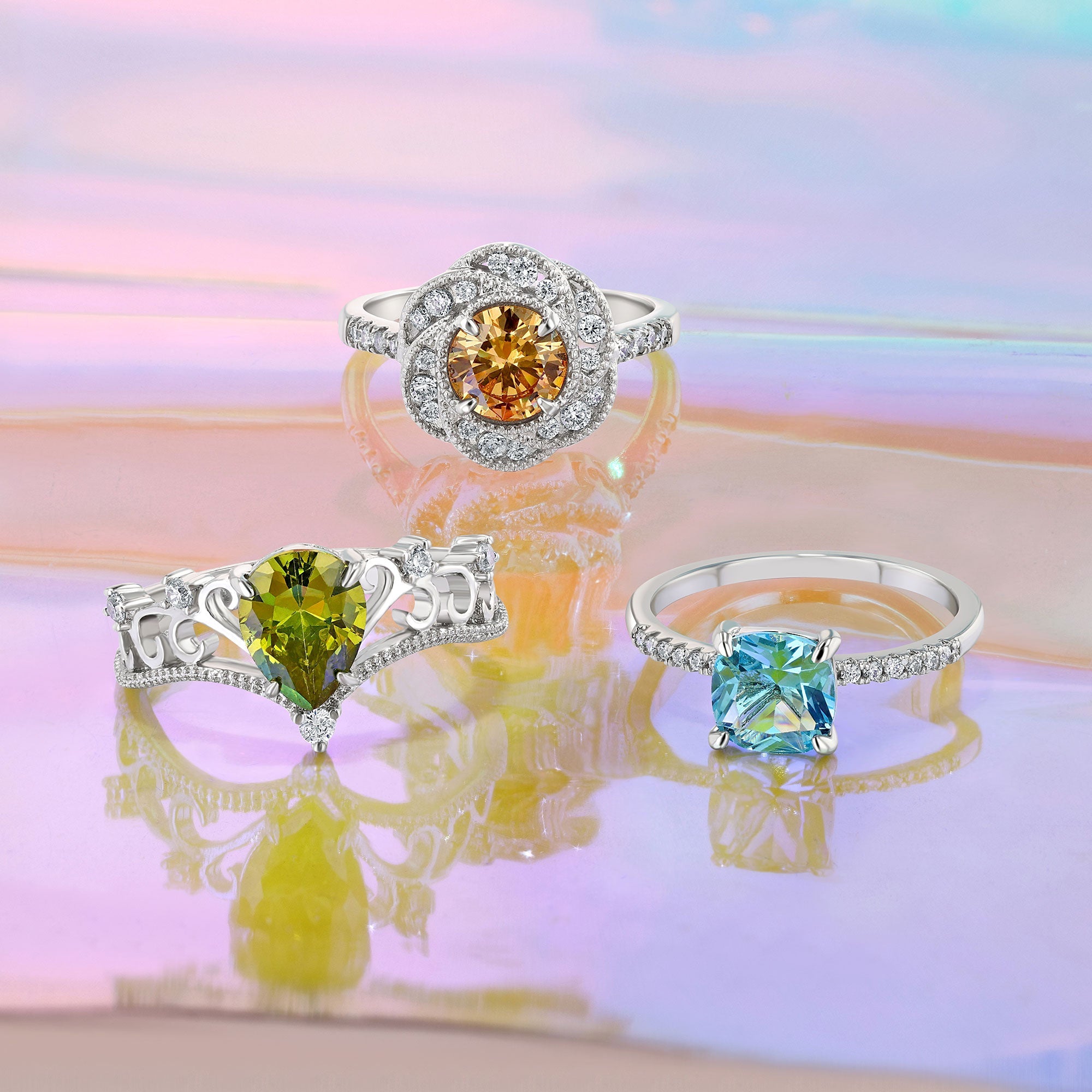 Fragrant Jewels candle and bath bomb set with a ring, featuring a rhodium-plated surprise jewelry piece in the bundle.