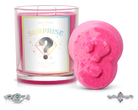 Fragrant Jewels candle and bath bomb set with a ring surprise, featuring a rhodium-plated ring in the bundle.