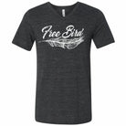 Unisex V-neck T-shirt from The Graphic Tee featuring a Free Bird graphic design on a casual SS graphic tee.