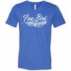 Unisex V-neck T-shirt featuring a graphic design with a free bird print, by The Graphic Tee brand.