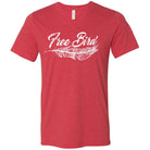 Unisex V-neck T-shirt featuring a graphic design with a free bird motif, made by The Graphic Tee brand.