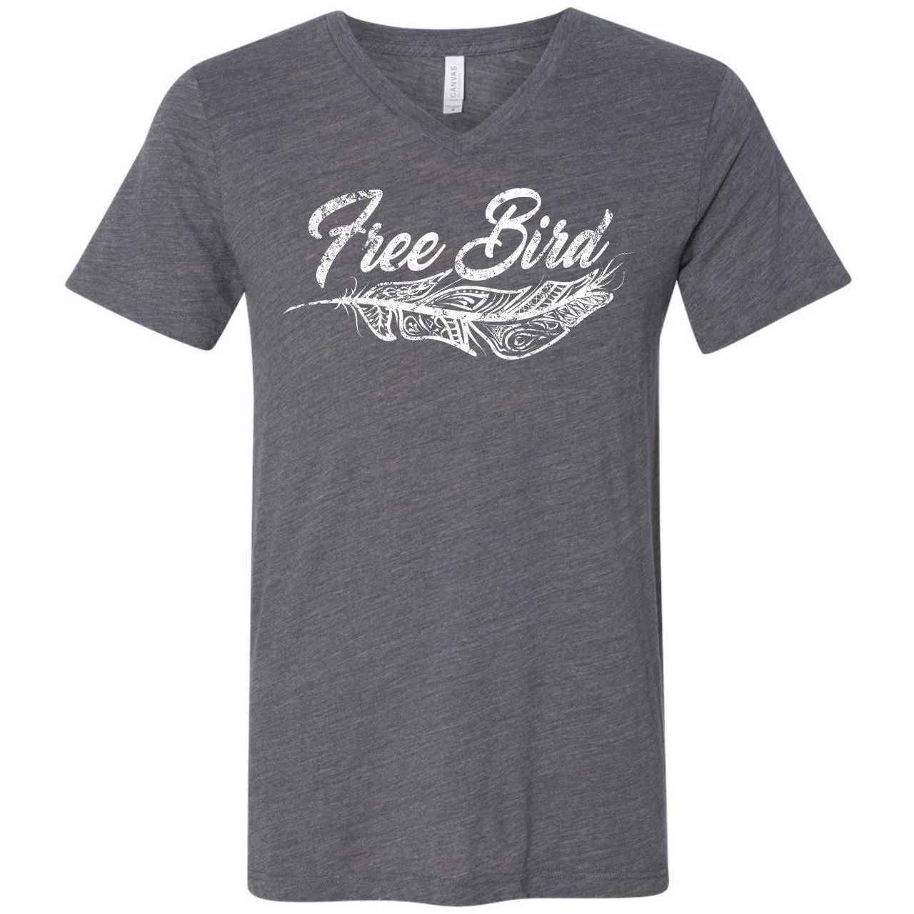 Unisex V-neck graphic tee by The Graphic Tee featuring a free bird design on soft cotton fabric.