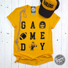 Unisex gold short sleeve graphic tee featuring Newton Railers logo for Game Day, by The Graphic Tee.