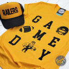 Unisex gold short sleeve graphic tee for game day featuring Newton Railers logo, by The Graphic Tee brand.