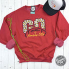 Red leopard print unisex crewneck sweatshirt by The Graphic Tee featuring bold graphic design and comfortable fit.