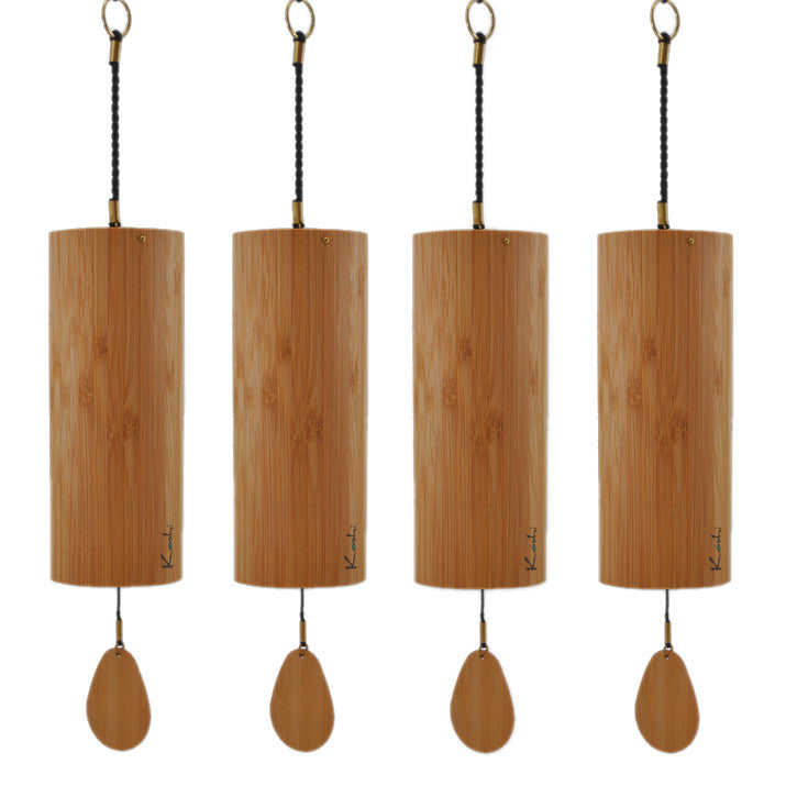 Aqua Koshi Chimes by Gongs Unlimited, showcasing a sleek chime with a vibrant aqua finish and wooden striker, designed for soothing sound.