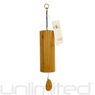 Aqua Koshi Chimes by Gongs Unlimited hanging from a stand, showcasing their sleek design and vibrant color.