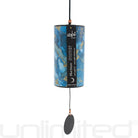 Blue and burgundy Single Zaphir Chime by Gongs Unlimited, featuring a sleek, colorful metal design and a hanging chime for soothing sound.