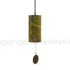 Blue and burgundy Single Zaphir Chimes by Gongs Unlimited, featuring colorful metal tubes and a wooden striker.