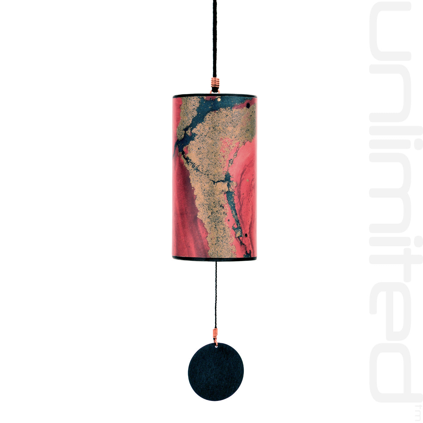 Blue moon and burgundy Single Zaphir Chimes by Gongs Unlimited, featuring delicate metal wind chimes with vibrant colors.