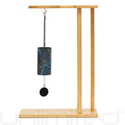 Blue Moon turquoise Zaphir chime by Gongs Unlimited on the Essence stand, showcasing the elegant metal design and vibrant color.