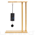 Blue Moon turquoise Zaphir chime from Gongs Unlimited hanging on the Essence stand, showcasing its vibrant color and sleek design.