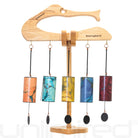 Gongs Unlimited Zaphir Chime Set on stand with Dap Temple Chime, metal wind chimes for relaxing sound and home decor.