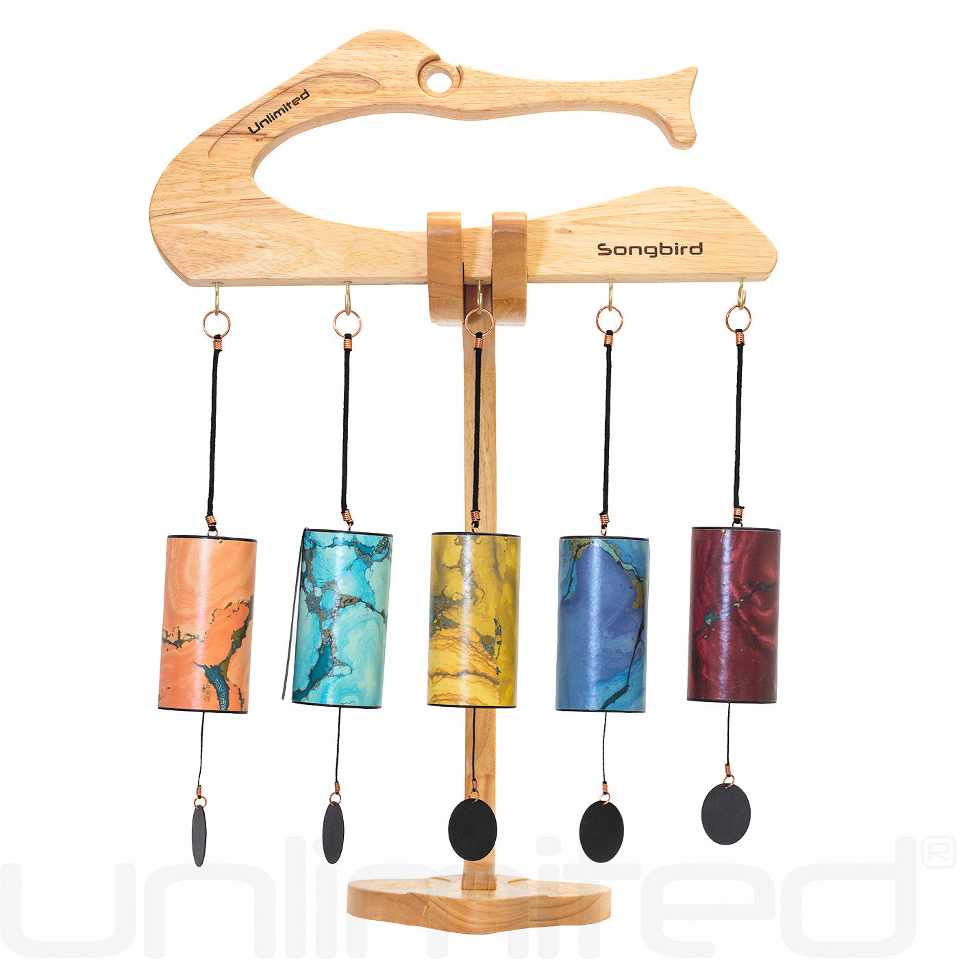 Gongs Unlimited Zaphir Chime Set on stand with Dap Temple Chime, metal wind chimes for relaxing sound and home decor.