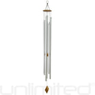 Tuned healing wind chime by Gongs Unlimited featuring colorful chakra symbols and metal tubes for sound healing.