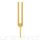 Gongs Unlimited 528 Hz MI DNA Tuning Fork (Unweighted) with activator, showing the sleek metal tuning fork and included activator tool.
