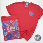 Groovy 250 Years Paprika Pigment Dyed SS Graphic Tee by The Graphic Tee showing a colorful vintage-inspired design on soft fabric.