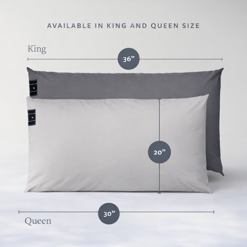 Beige GroundLuxe luxury grounding pillowcase in organic cotton, king size with 36x20 inch dimensions, soft and comfortable.