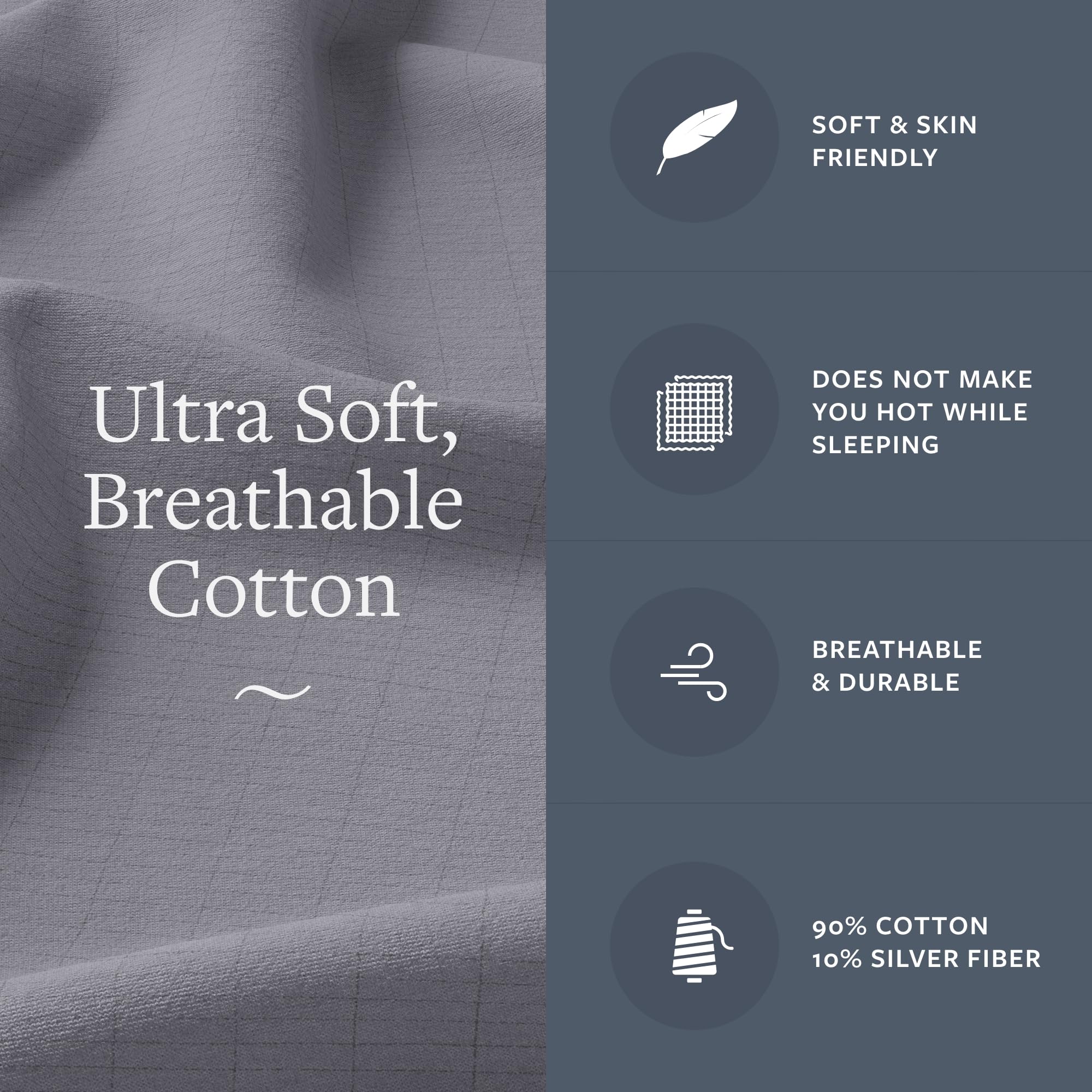 Beige GroundLuxe luxury grounding pillowcase made of organic cotton, king size, 36 x 20 inches, with a soft, smooth fabric surface.