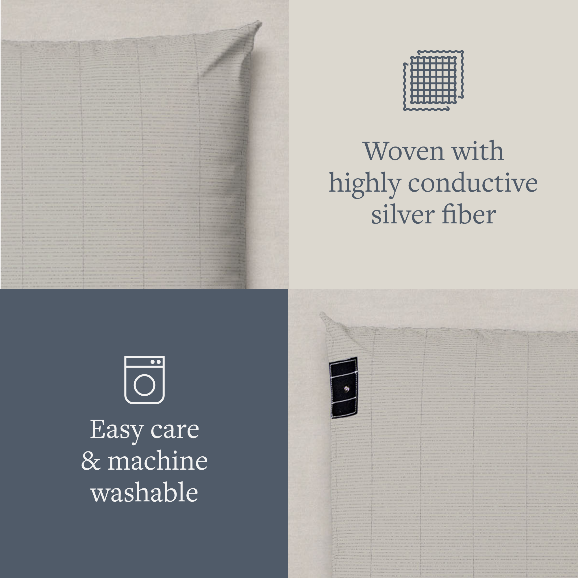 Beige GroundLuxe Luxury Grounding Pillowcase made of organic cotton, king size, with a soft, smooth fabric surface.
