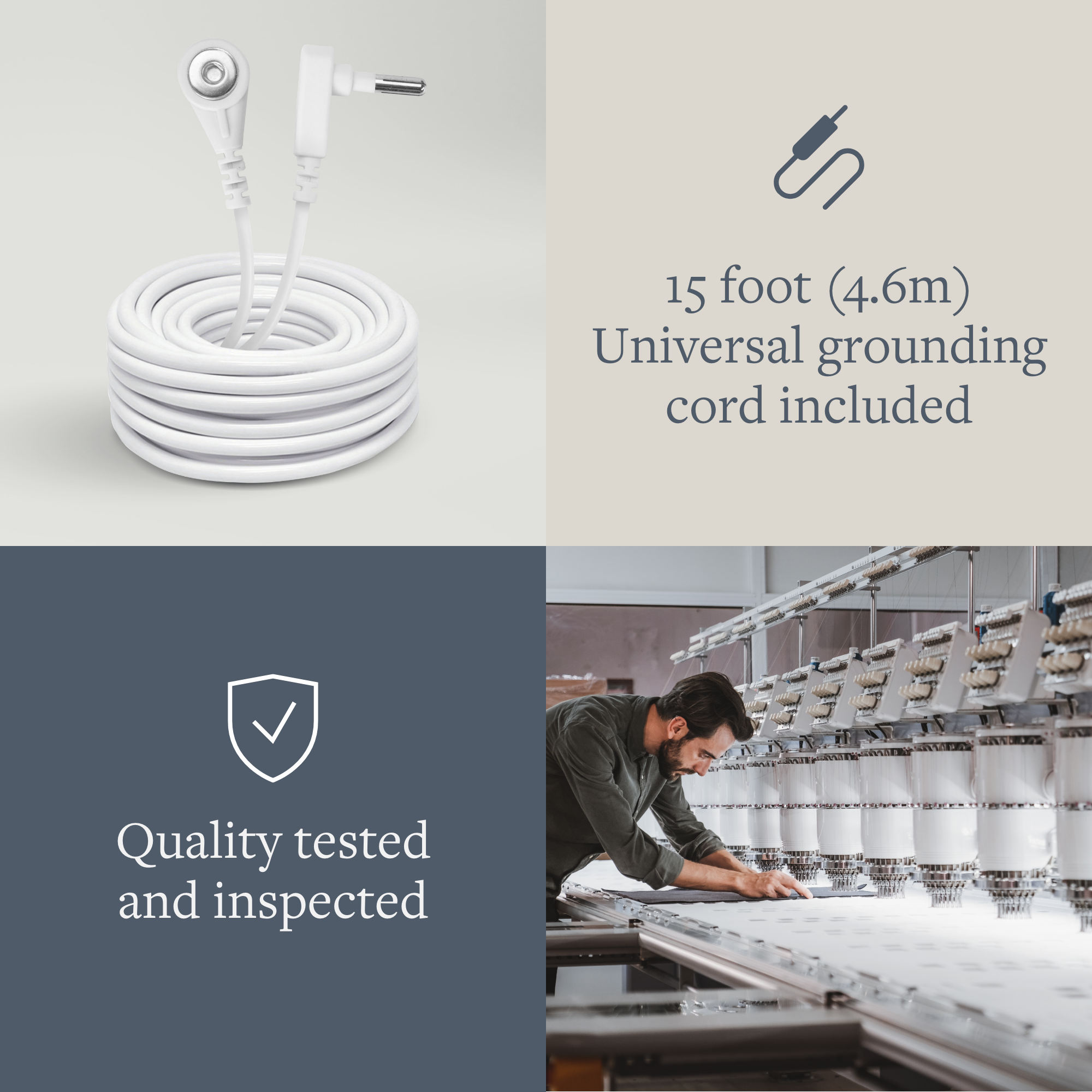 Beige GroundLuxe luxury grounding pillowcase made of organic cotton, measuring 36x20 inches, designed for restful sleep.