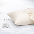 Beige GroundLuxe luxury grounding pillowcase made of organic cotton, designed for king-size pillows, measuring 36x20 inches.