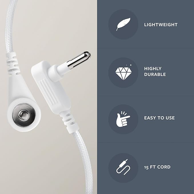 GroundLuxe 15 ft universal grounding cord, flexible replacement cable for grounding and electrical safety applications.