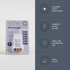 GroundLuxe outlet tester for grounding products, showing device with LED indicators used for testing electrical outlets.
