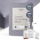 Dark gray GroundLuxe fitted grounding sheet made of organic cotton, king size 80x76 inches, with elastic edges for secure fit.