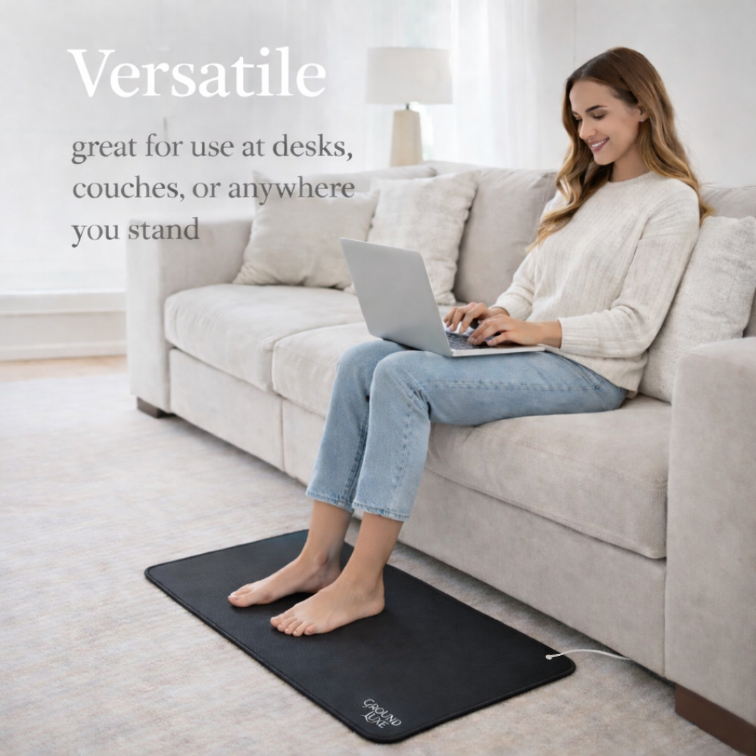 Medium GroundLuxe universal grounding mat, 16x24 inches, made of conductive material for grounding and relaxation.