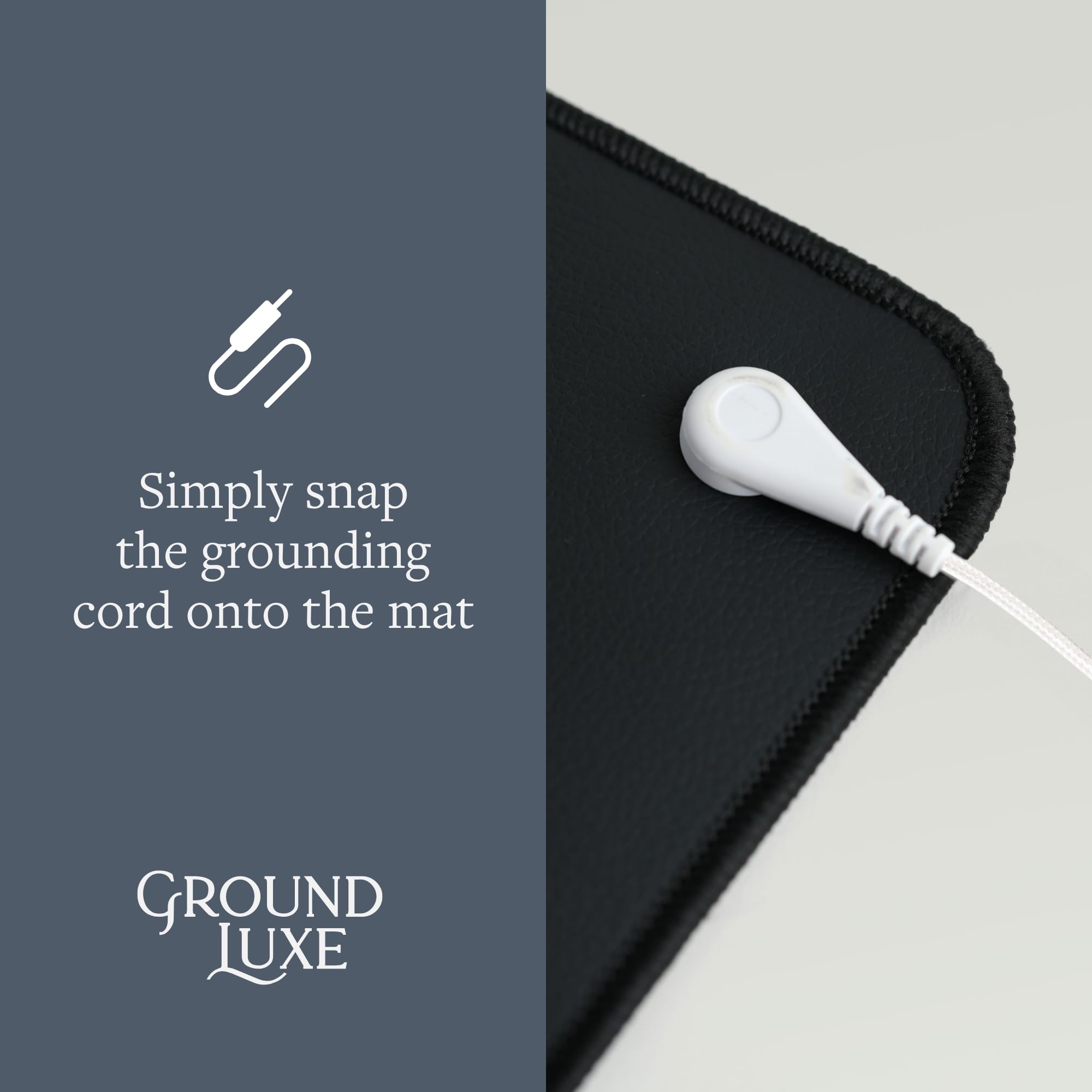 Universal Grounding Mat by GroundLuxe, 16x24 inches, made of conductive material for grounding and skin contact.