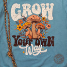 Heather blue Lagoon short sleeve graphic tee by The Graphic Tee featuring a stylish, casual design on soft fabric.