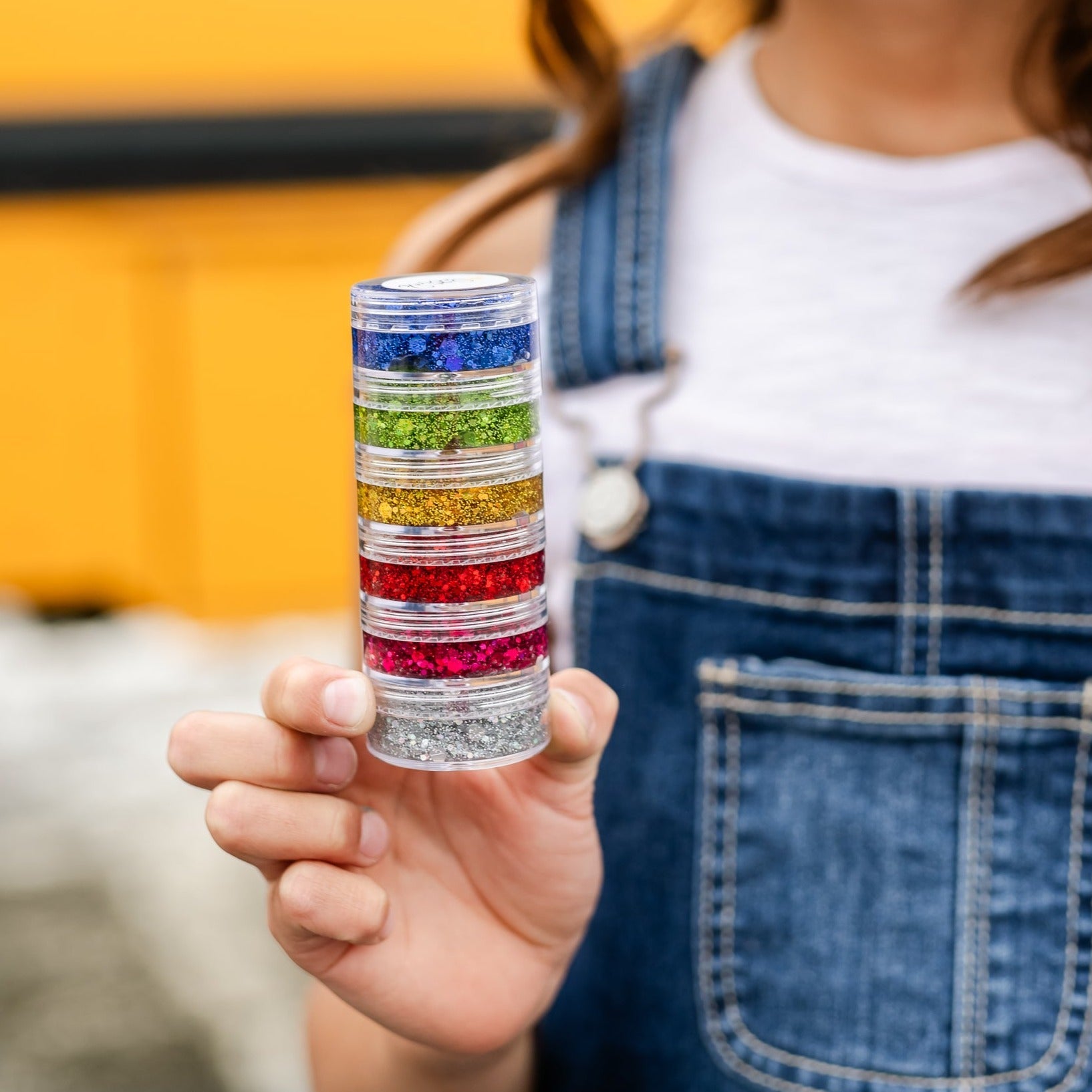 Rainbow Hair Glitter Stack headbands from Gussy Up Bow Co. with colorful glitter accents, perfect for kids' school accessories.