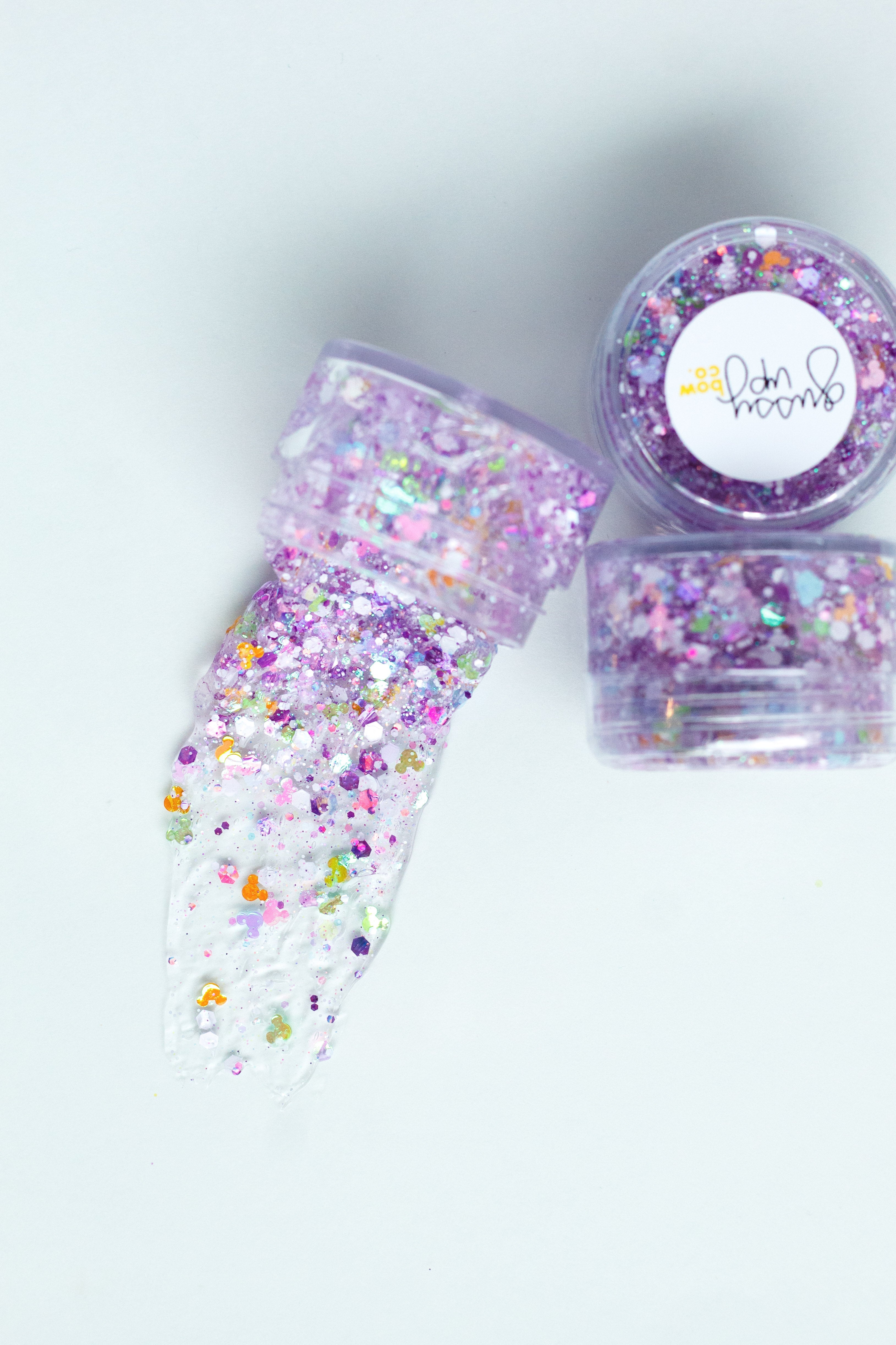 Spring Mouse Hair Glitter headband by Gussy Up Bow Co. featuring sparkly mouse-themed design and colorful embellishments.