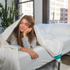 Twin-sized HealthyLine silk bedding comforter with tourmaline, magnetic hematite, and energy therapy features.