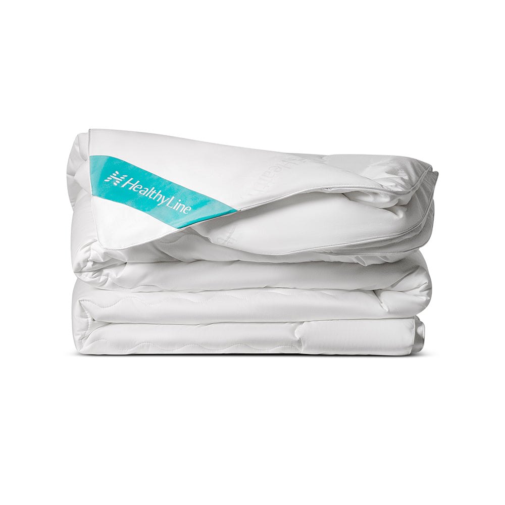 Twin-sized HealthyLine bedding comforter with tourmaline, magnetic hematite, and silk fabric for energy and relaxation.
