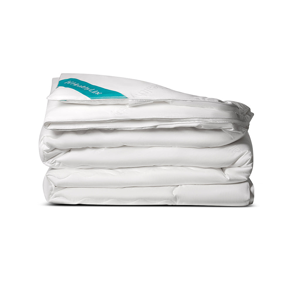 Twin-sized HealthyLine bedding comforter with tourmaline, magnetic hematite, and silk for energy and relaxation.