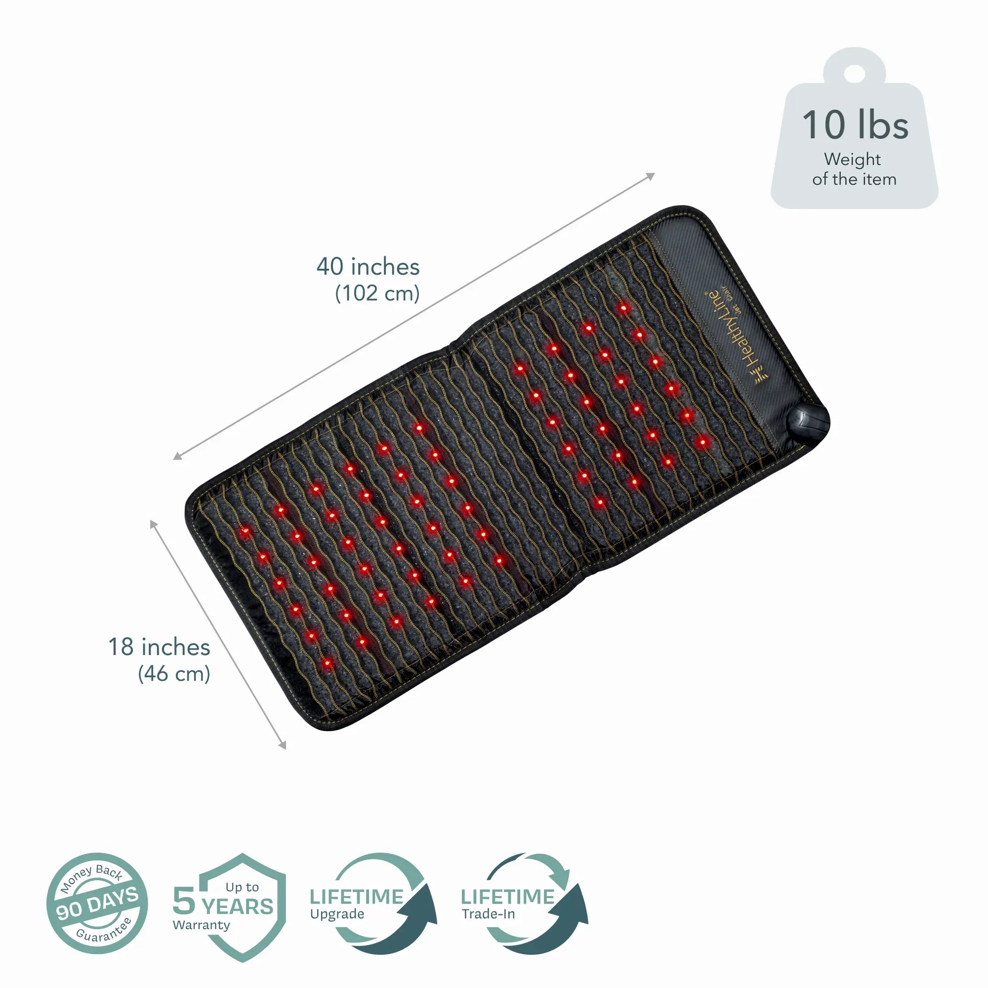 HealthyLine Jet Series PEMF Far Infrared Heating Pad, 72x24 inches, black heating mat with control panel and infrared elements