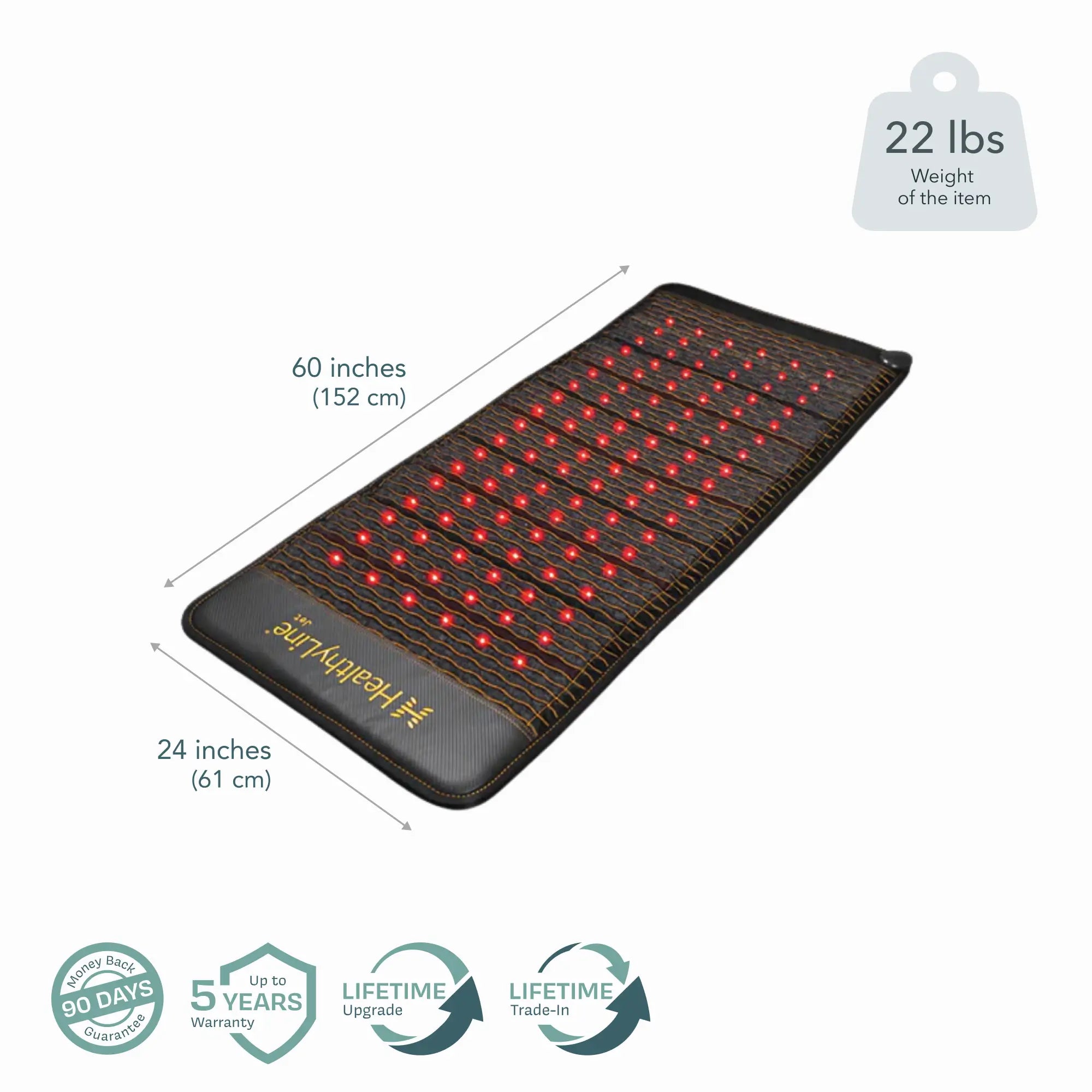 HealthyLine Jet Series PEMF Far Infrared Heating Pad, 72 x 24 inches, with heating elements and PEMF therapy features.